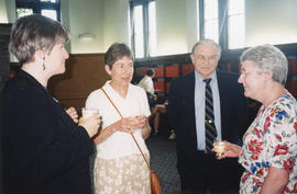 Photograph of Helen Powellat,  Judy Dunn (SLIS) and Patricia Lutley at Patricia's retirement party