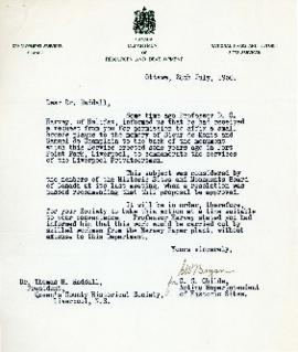 Correspondence between Thomas Head Raddall and J. H. Mowbray Jones