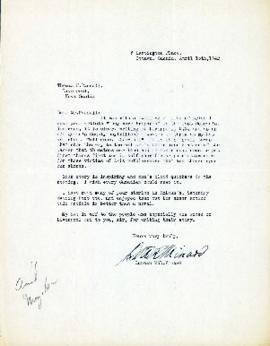 Correspondence between Thomas Head Raddall and Duncan M. Minard