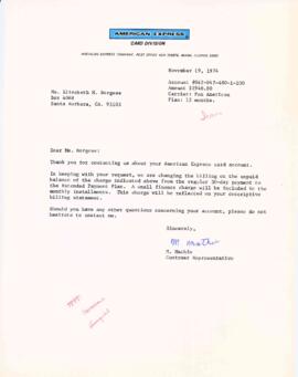 Correspondence relating to Elisabeth Mann Borgese's American Express
