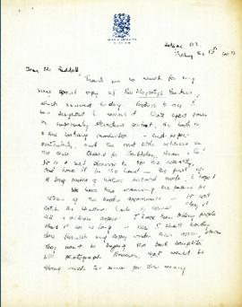 Correspondence between Thomas Head Raddall and Margaret Ells