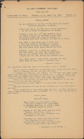 The Song Fishermens' song sheet, number 10
