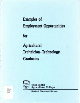 Example of employment opportunities for agricultural technician-technology graduates / Student Pl...