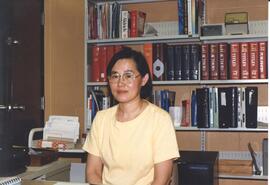 Photograph of library staff member Kelly Ju at the 1987 Nova Scotia Agricultural College Open House