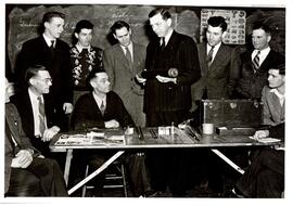 Photograph of a Nova Scotia Agricultural College short course with Dr. Hancock