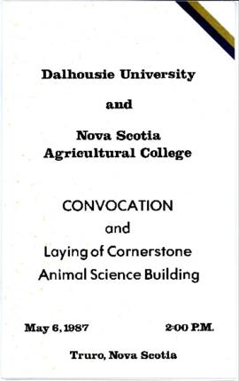 1987 Nova Scotia Agricultural College convocation program