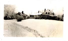 Photograph of Longley House with Cumming Hall in the background