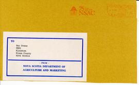 Envelope portion containing the mailing address of Roy Evans, from the Nova Scotia Department of ...