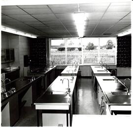 Photograph of a new lab at the Nova Scotia Agricultural College - wide-angle view, taken in the 1...