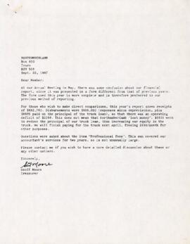 1987 Sheep Producers' Association of Nova Scotia correspondence and reports
