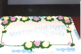 Photograph of the Northumberland Cooperative's 20th Anniversary cake decorated with Northumberlan...