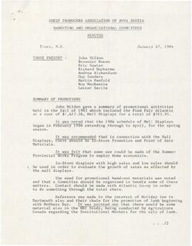 1984 Sheep Producers' Association of Nova Scotia correspondence and reports