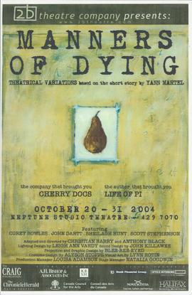 Manners of dying : theatrical variations based on the short story by Yann Martel : [poster]